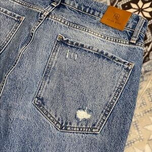 Anine Bing Lara Hi Rise Distress Ripped Frayed Hem Button fly Size 31x29”